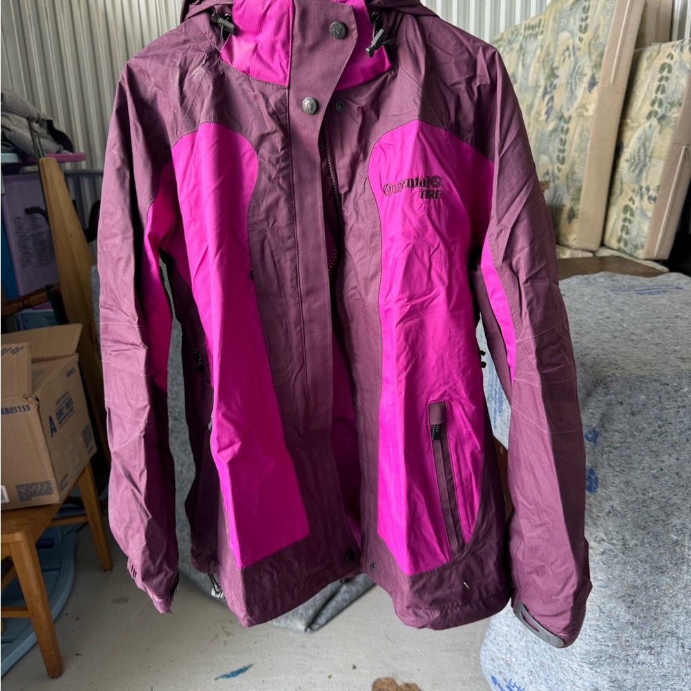 Pink and Purple Ski Snow Jacket with Color-Blocking